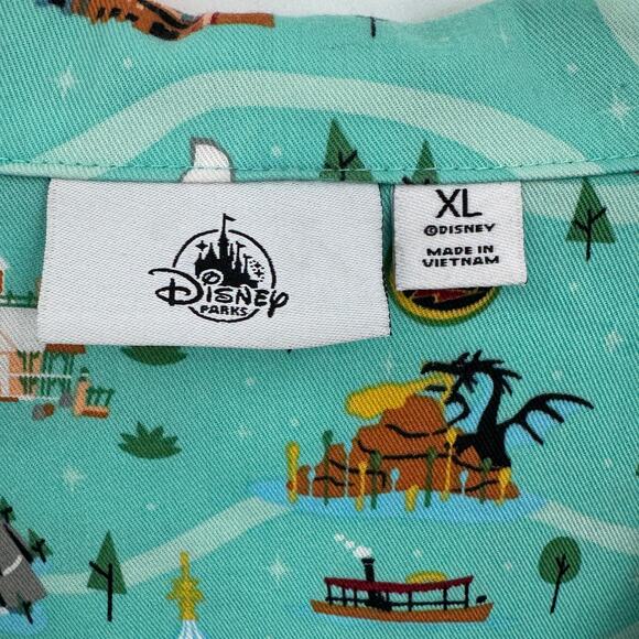 Disney Parks Life shirt men's XL WDW attractions all over printed button down - Picture 7 of 8